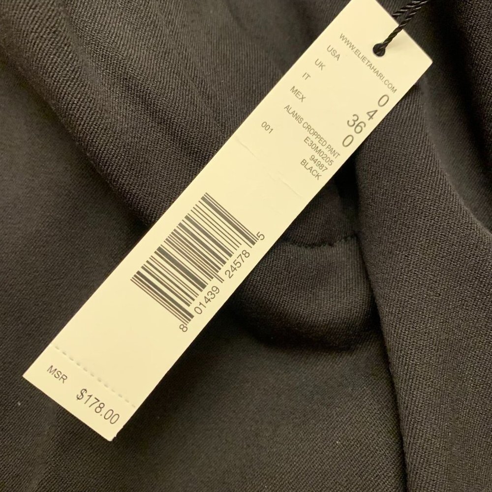 NWT Elie Tahari Alanis Cropped Pant Black Size 0 new - Picture 9 of 9